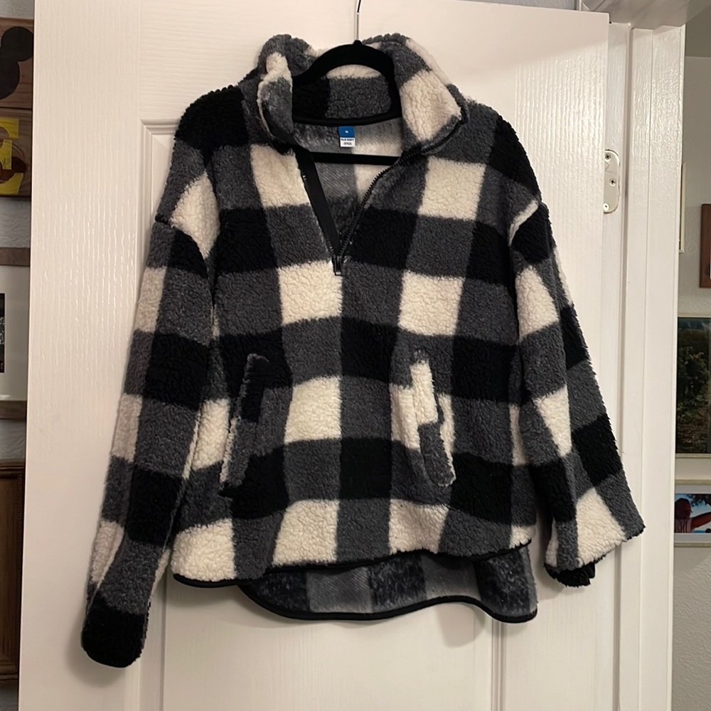 Old Navy Fuzzy Plaid Sweater